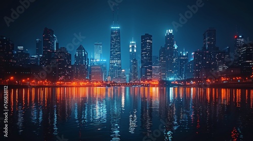 Night City Skyline Illuminated