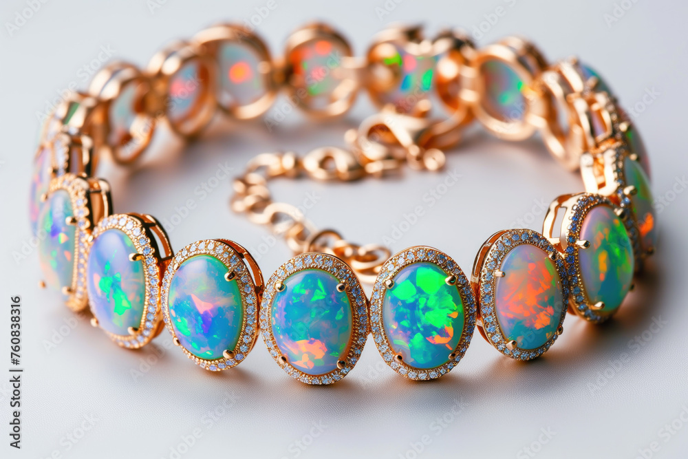 Opulent Opal Bracelet with Diamonds Opulent Opal Bracelet with Diamonds