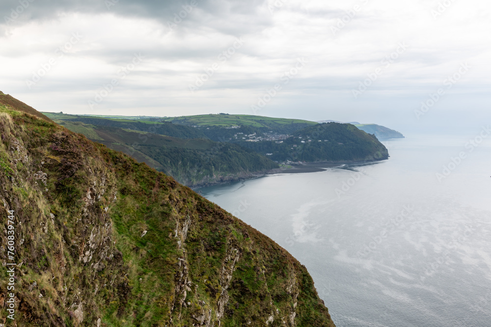 View from the top of Countisbury hill of Lynton and Lynmouth in Devon View from the top of Countisbury hill of Lynton and Lynmouth in Devon