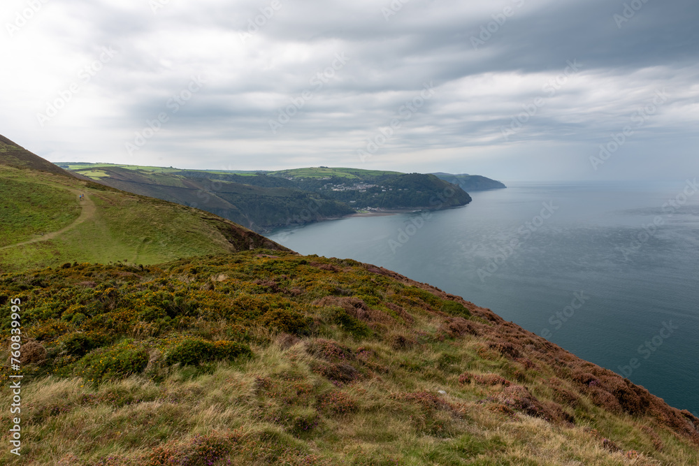 View from the top of Countisbury hill of Lynton and Lynmouth in Devon View from the top of Countisbury hill of Lynton and Lynmouth in Devon