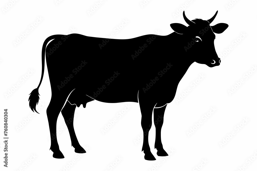 cow silhouette vector on white background. cow silhouette vector on white background.