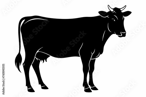 cow silhouette vector on white background.