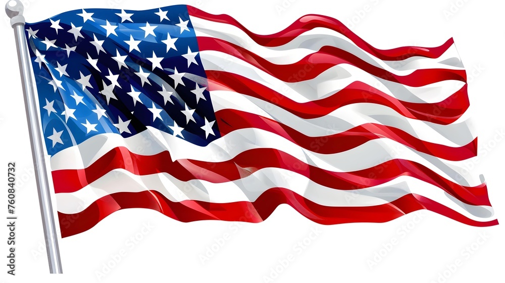 Obraz premium American flag vector clipart set for USA Independence Day. 4 July vector clipart on white background. American Independence Day digital clip art. Stars and stripes American flag decor. 