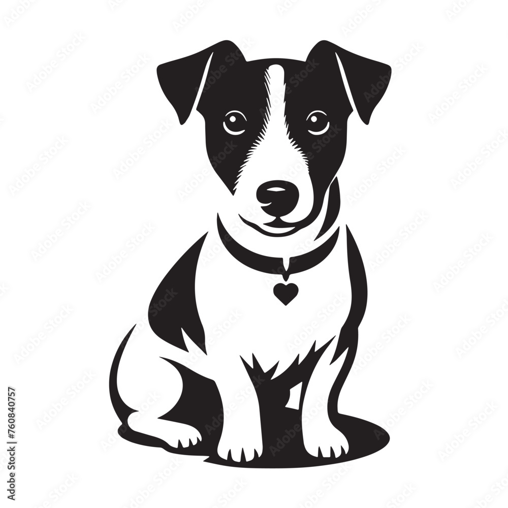 Retro Jack Russell Terrier Silhouette Collection, Stylish Retro Jack Russell Terrier Silhouette , Black and White Jack Russell Terrier Collection, Vintage-Inspired Jack Russell Terrier Silhouette