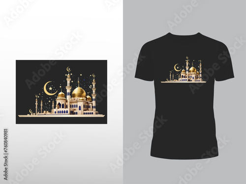 Creative vector mosque design on a black background