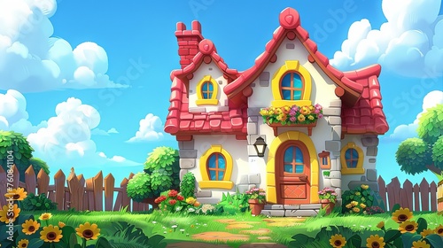 cartoon fairy tale castle in the park