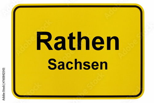 Illustration eines Ortsschildes des Kurortes Rathen in der Sächsischen Schweiz