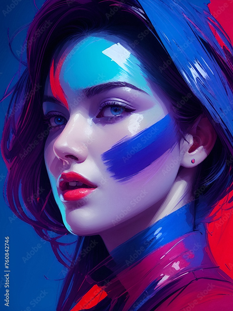 Beautiful woman illustration in Oil painting style Beautiful woman illustration in Oil painting style