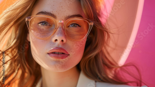 Young woman with eyeglasses, close-up © SashaMagic