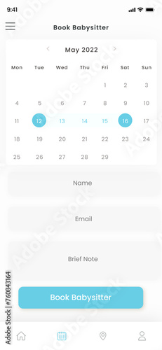 Babysitter, Babysitting, Nanny, au pair, nannie, caretaker, Child-care Worker App UI Kit Template