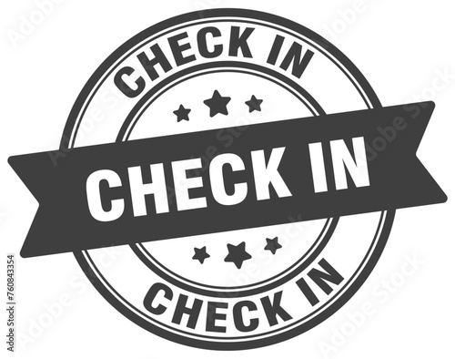 check in stamp. check in label on transparent background. round sign