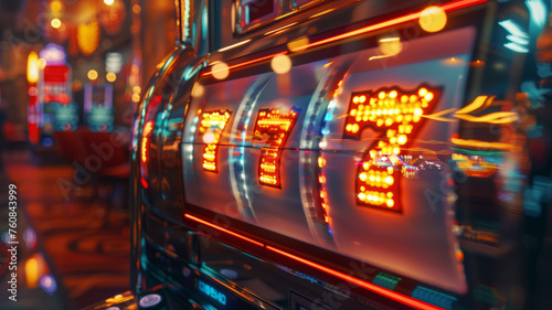 Row of slot machines in a casino