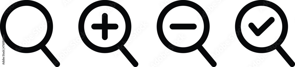 Set of magnifying glass icons. Vector Illustration. Set of magnifying glass icons. Vector Illustration.