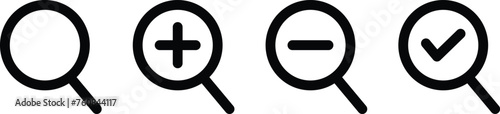 Set of magnifying glass icons. Vector Illustration.