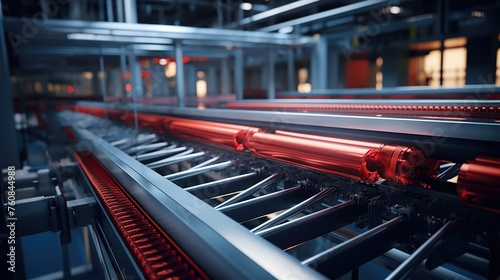Conveyor belt processing work at the modern warehouse factory.
