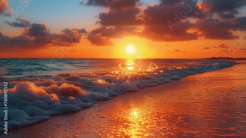 Sun Setting Over Water at Beach