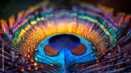 Close Up of a Peacocks Feathers Tail
