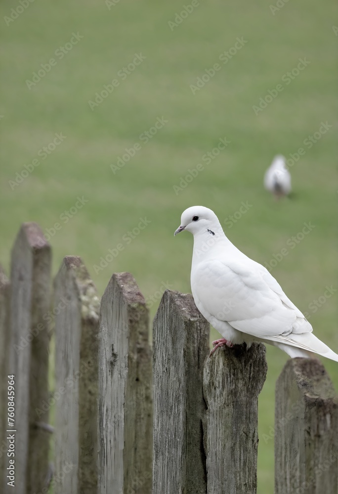White pigeon bird on outdoor fence White pigeon bird on outdoor fence