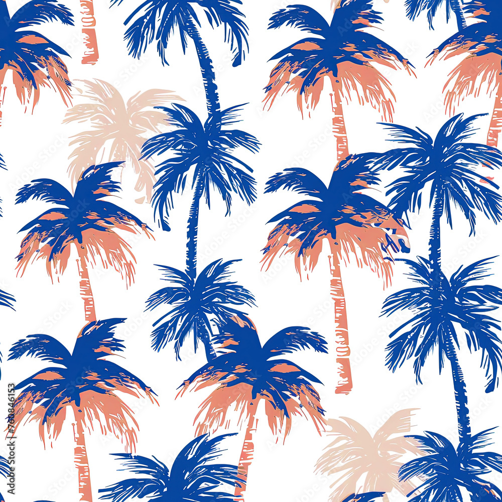 Beautiful vintage floral background. Landscape with palm trees