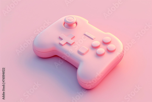 3D Joystick controller, gamepad for videogames on pastel background. Gameplay symbol, 3d render in minimal plastic cartoon style. Game console, computer gaming, gamer control device. Winning symbol photo