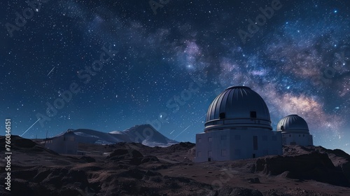 Astronomical observatories under starry skies