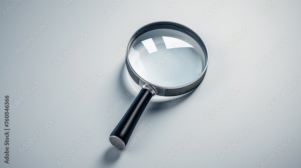 Magnifying glass with colorful candy on white background, top view Magnifying glass with colorful candy on white background, top view