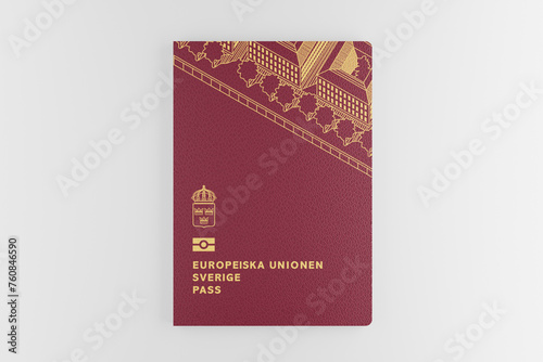 Swedish passport isolated on white background, Sweden passport