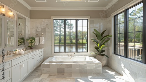 Luxurious Bathroom With Large Tub and Window