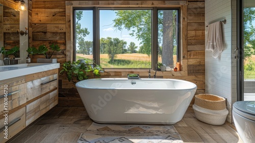 Luxurious Bathroom With Large Tub and Window