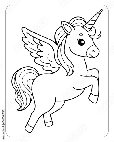 Cute Unicorn vector for kids coloring book pages, unicorn black and white vector © Milon Store