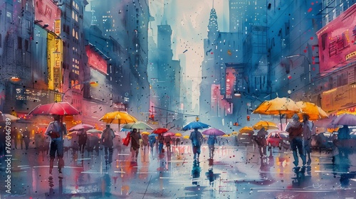People Walking in the Rain