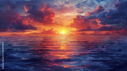 Sunset Over the Ocean © olegganko