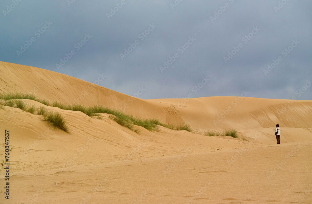 Sand dunes in Is Arenas, Torre dei Corsari. Costa Verde Oristano, Sardinia. Italia
