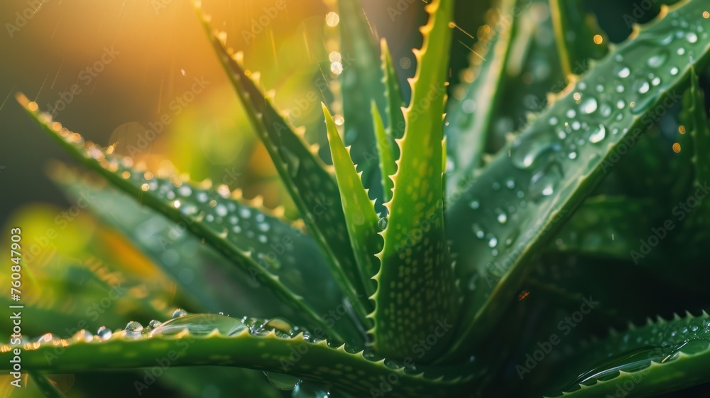 Soothing Aloe Dew - Sun-kissed aloe vera leaves adorned with fresh dewdrops, embodying natural healing and tranquility Soothing Aloe Dew - Sun-kissed aloe vera leaves adorned with fresh dewdrops, embodying natural healing and tranquility