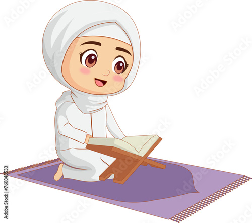 Muslim girl reading quran
