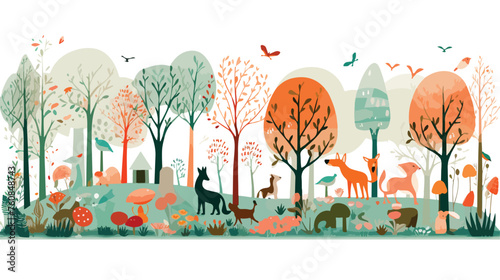 A magical forest filled with talking animals and en