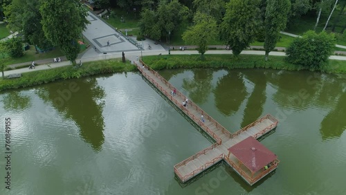 Beautiful Molo Pond Zgierz Aerial View Poland photo