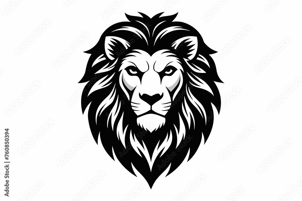 Obraz premium lion head logo silhouette vector on white background.