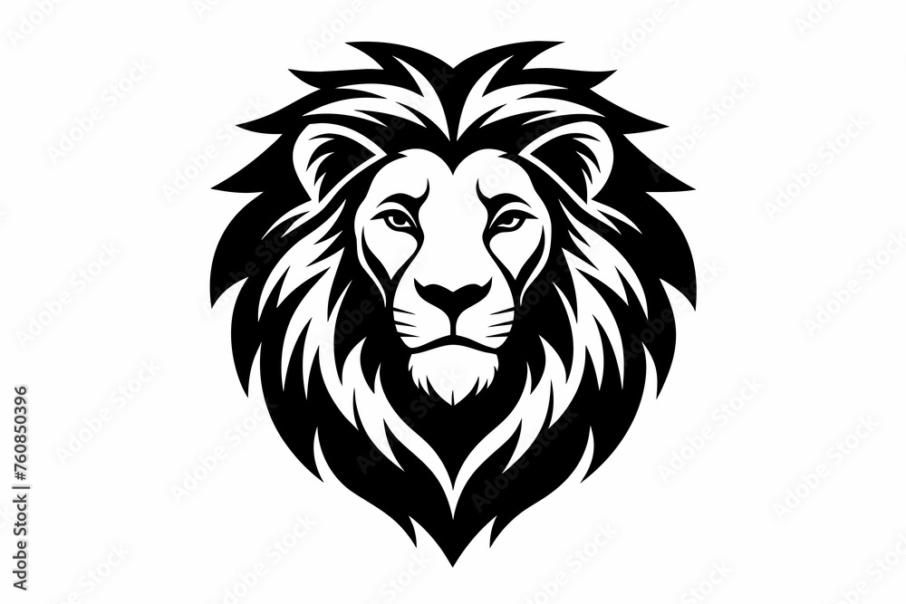 lion head logo silhouette vector on white background. lion head logo silhouette vector on white background.
