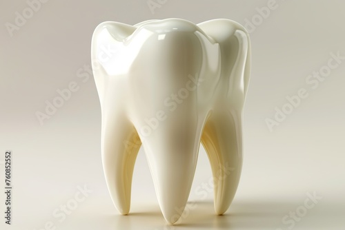 White dental tooth model on white background