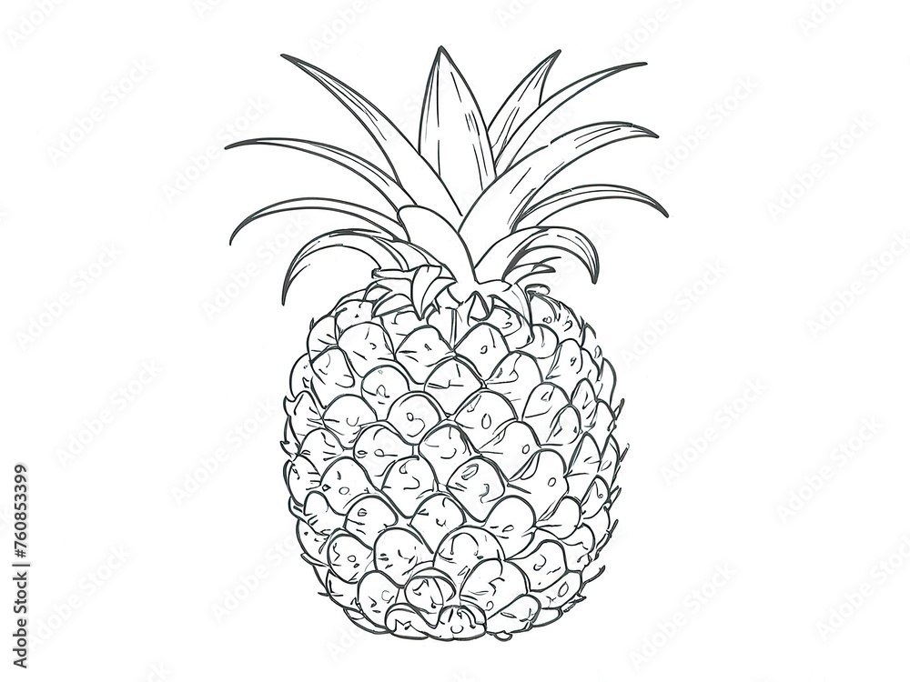 Hand drawn fresh pineapple vector illustration Hand drawn fresh pineapple vector illustration