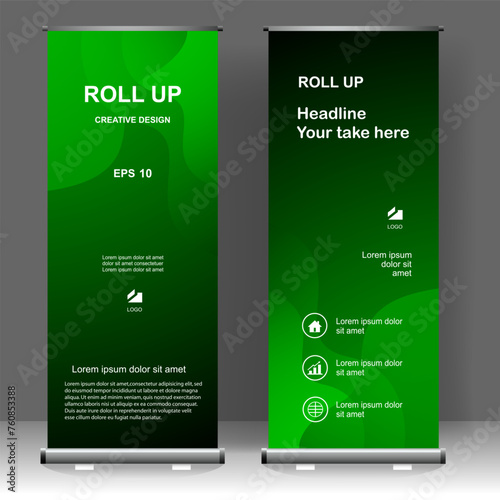Roll up banner vertical template design, for brochure, business, flyer, infographics. modern x-banner and flag-banner advertising. vector illustration