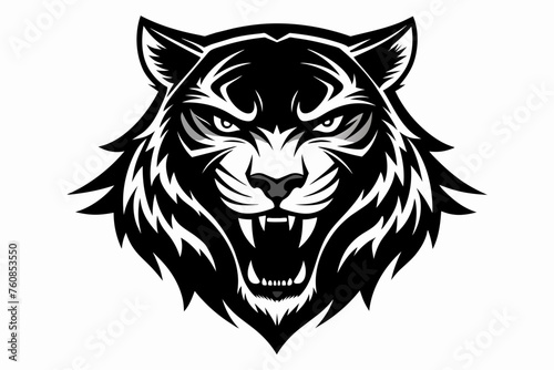 Fototapeta Naklejka Na Ścianę i Meble -  tiger head logo silhouette vector on white background.