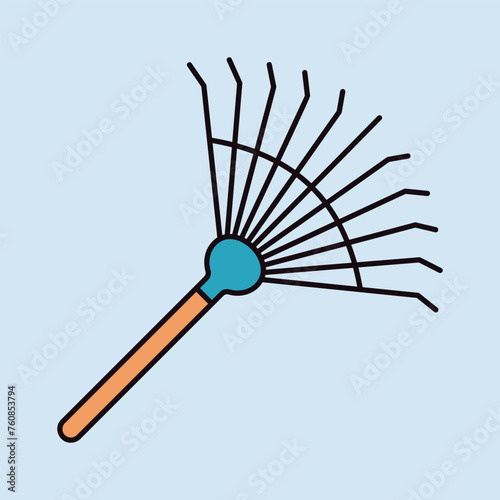 Rake for loosening ground and collecting leaves