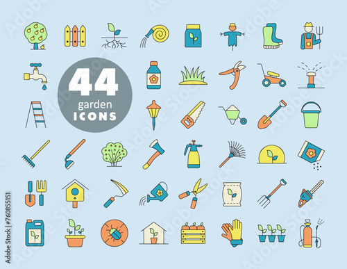 Gardening and Planting vector icons set