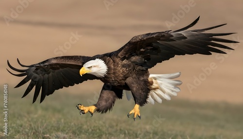 An Eagle With Its Wings Angled Sharply Banking To