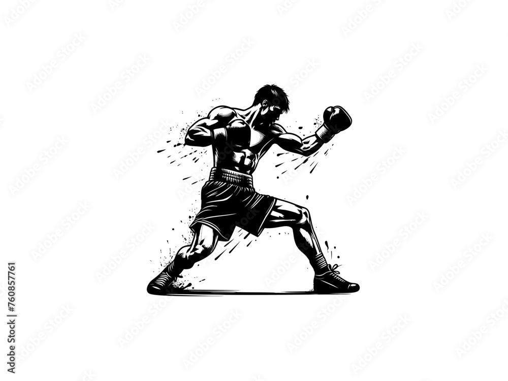 Fototapeta premium Dynamic Boxing: Boxing Vector Illustration for Athletic Designs and Powerful Imagery