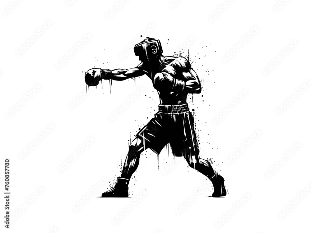 Fototapeta premium Dynamic Boxing: Boxing Vector Illustration for Athletic Designs and Powerful Imagery