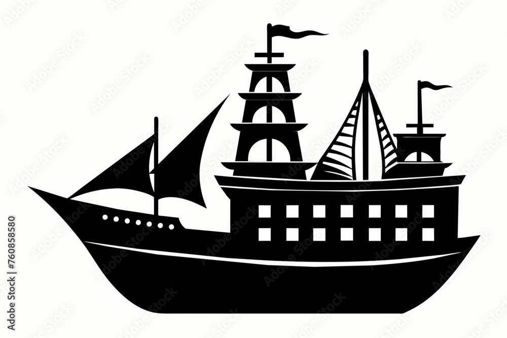 ship silhouette vector on white background. ship silhouette vector on white background.