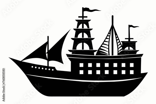 ship silhouette vector on white background.